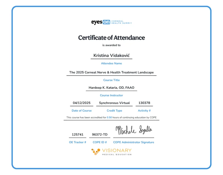 corneal-health-summit-2025-The 2025 Corneal Nerve & Health Treatment Landscape-certificate